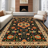 Ultra Soft Area Rug, Non Slip, Stain Resistant, Washable Area Rugs for Living Room, Bedroom, Artistic Black and Orange Visuals(Black)