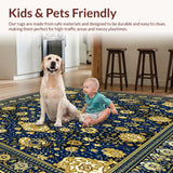 Ultra Soft Area Rug, Non Slip, Stain Resistant, Washable Area Rugs for Living Room, Bedroom, Natural Handwoven Jute Cream(Blue)