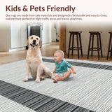 Ultra Soft Area Rug, Non Slip, Stain Resistant, Washable Area Rugs for Living Room, Bedroom, Classic Monochrome Striped Decor Mat With Bold Contrast Linear Design(Black)