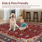 Ultra Soft Area Rug, Non Slip, Stain Resistant, Washable Area Rugs for Living Room, Bedroom, Contemporary Striped Textured Design(Red)