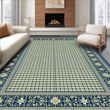 Ultra Soft Area Rug, Non Slip, Stain Resistant, Washable Area Rugs for Living Room, Bedroom, Waterproof Patio Trellis Runner Navy/Beige Grade(Blue)