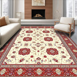 Ultra Soft Area Rug, Non Slip, Stain Resistant, Washable Area Rugs for Living Room, Bedroom, Timeless Vintage Floral Area Machine Non Slip(White)