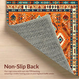 Ultra Soft Area Rug, Non Slip, Stain Resistant, Washable Area Rugs for Living Room, Bedroom, Sophisticated Warm Tones Tiled Look(Orange)