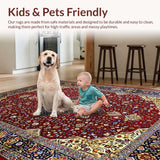 Ultra Soft Area Rug, Non Slip, Stain Resistant, Washable Area Rugs for Living Room, Bedroom, Luxurious Traditional Medallion Aesthetic(Red)