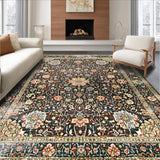 Ultra Soft Area Rug, Non Slip, Stain Resistant, Washable Area Rugs for Living Room, Bedroom, Chic Vintage Botanical Arrangement(Brown)