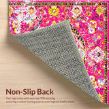 Ultra Soft Area Rug, Non Slip, Stain Resistant, Washable Area Rugs for Living Room, Bedroom, Lively Fuchsia and Yellow Harmony(Pink)