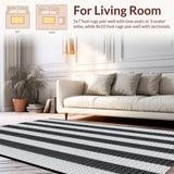 Ultra Soft Area Rug, Non Slip, Stain Resistant, Washable Area Rugs for Living Room, Bedroom, Rustic Tiled Design with Neutral Palette(Black)