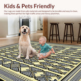 Ultra Soft Area Rug, Non Slip, Stain Resistant, Washable Area Rugs for Living Room, Bedroom, Vibrant Graphic Shapes with Rich Accents(Gold)