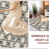 Ultra Soft Area Rug, Non Slip, Stain Resistant, Washable Area Rugs for Living Room, Bedroom, Rustic Charcoal Tiled Motif(Beige)