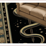 Ultra Soft Area Rug, Non Slip, Stain Resistant, Washable Area Rugs for Living Room, Bedroom, Gothic Celestial Snake Motif(Black)
