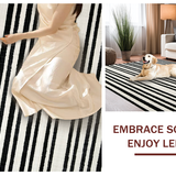 Ultra Soft Area Rug, Non Slip, Stain Resistant, Washable Area Rugs for Living Room, Bedroom, Chic Black White Striped Area Rug for Stylish Entryways and Patios(Black)