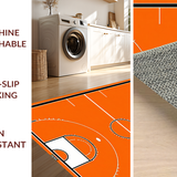 Ultra Soft Area Rug, Non Slip, Stain Resistant, Washable Area Rugs for Living Room, Bedroom, Energetic Round Sports Theme Decor(Orange)