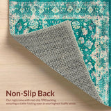 Ultra Soft Area Rug, Non Slip, Stain Resistant, Washable Area Rugs for Living Room, Bedroom, Rustic Turquoise Pattern Fusion(Green)