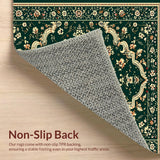 Ultra Soft Area Rug, Non Slip, Stain Resistant, Washable Area Rugs for Living Room, Bedroom, Vintage Floral Bedroom Non-Shedding Large Carpet(Green)