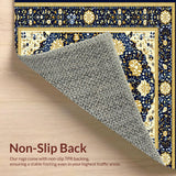 Ultra Soft Area Rug, Non Slip, Stain Resistant, Washable Area Rugs for Living Room, Bedroom, Vintage Classroom Geometric Area(Blue)