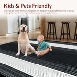 Ultra Soft Area Rug, Non Slip, Stain Resistant, Washable Area Rugs for Living Room, Bedroom, Sophisticated Neutral Diamond Layout(Black)