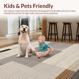 Ultra Soft Area Rug, Non Slip, Stain Resistant, Washable Area Rugs for Living Room, Bedroom, Charming Handwoven Earthy Style(Gray)