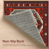 Ultra Soft Area Rug, Non Slip, Stain Resistant, Washable Area Rugs for Living Room, Bedroom, Distressed Oriental Bedroom Farmhouse Area Rug(Red)