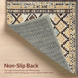 Ultra Soft Area Rug, Non Slip, Stain Resistant, Washable Area Rugs for Living Room, Bedroom, Rustic Textured Diamond Motif(Beige)