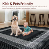 Ultra Soft Area Rug, Non Slip, Stain Resistant, Washable Area Rugs for Living Room, Bedroom, Rustic Warmth with Shag Elements(Black)