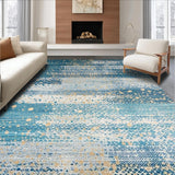 Ultra Soft Area Rug, Non Slip, Stain Resistant, Washable Area Rugs for Living Room, Bedroom, Elegant Micro Loop Area with Speckled Blue and Beige(Blue)