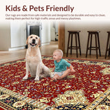 Ultra Soft Area Rug, Non Slip, Stain Resistant, Washable Area Rugs for Living Room, Bedroom, Transitional Cream and Gold Aesthetic(Red)