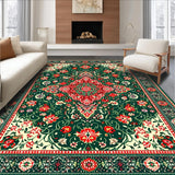 Ultra Soft Area Rug, Non Slip, Stain Resistant, Washable Area Rugs for Living Room, Bedroom, Traditional Green Velvet Prayer Mat for Mosque(Green)