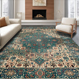 Ultra Soft Area Rug, Non Slip, Stain Resistant, Washable Area Rugs for Living Room, Bedroom, Eclectic Floral Patchwork Aesthetic(Blue)