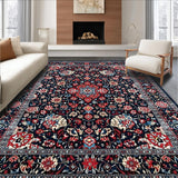 Ultra Soft Area Rug, Non Slip, Stain Resistant, Washable Area Rugs for Living Room, Bedroom, Elegant Faded Floral Elegance(Blue)