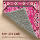 Ultra Soft Area Rug, Non Slip, Stain Resistant, Washable Area Rugs for Living Room, Bedroom, Preppy Textured Diamond Arrangement(Pink)