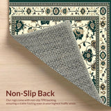 Ultra Soft Area Rug, Non Slip, Stain Resistant, Washable Area Rugs for Living Room, Bedroom, Vintage Hallway Runner in Beige and Green(Ivory)