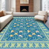 Ultra Soft Area Rug, Non Slip, Stain Resistant, Washable Area Rugs for Living Room, Bedroom, Coastal Blue Coral Motif(Blue)