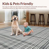 Ultra Soft Area Rug, Non Slip, Stain Resistant, Washable Area Rugs for Living Room, Bedroom, Braided Striped Area Rug Washable Kitchen Tassel Rug Farmhouse Style(Black)