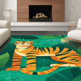 Ultra Soft Area Rug, Non Slip, Stain Resistant, Washable Area Rugs for Living Room, Bedroom, Lively Colorful Safari Theme(Orange)