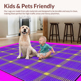 Ultra Soft Area Rug, Non Slip, Stain Resistant, Washable Area Rugs for Living Room, Bedroom, Fun Dynamic Mosaic Visual Appeal(Purple)
