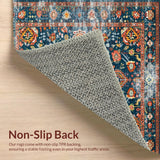 Ultra Soft Area Rug, Non Slip, Stain Resistant, Washable Area Rugs for Living Room, Bedroom, Vibrant Tribal Tiled Aesthetic(Blue)