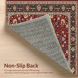 Ultra Soft Area Rug, Non Slip, Stain Resistant, Washable Area Rugs for Living Room, Bedroom, Transitional Warm Palette Leaf Design(Red)