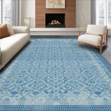 Ultra Soft Area Rug, Non Slip, Stain Resistant, Washable Area Rugs for Living Room, Bedroom, Transitional Grey Ogee Motif(Blue)