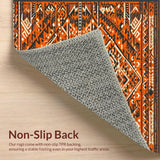 Ultra Soft Area Rug, Non Slip, Stain Resistant, Washable Area Rugs for Living Room, Bedroom, Elegant Tiled Ogee Elements(Orange)