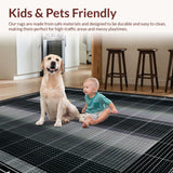 Ultra Soft Area Rug, Non Slip, Stain Resistant, Washable Area Rugs for Living Room, Bedroom, Sophisticated Geometric Artful Style(Black)