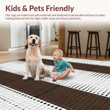 Ultra Soft Area Rug, Non Slip, Stain Resistant, Washable Area Rugs for Living Room, Bedroom, Textured Neutral Tones Motif(Brown)