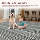 Ultra Soft Area Rug, Non Slip, Stain Resistant, Washable Area Rugs for Living Room, Bedroom, Geometric Black & White Runner Rug(Gray)