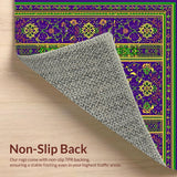 Ultra Soft Area Rug, Non Slip, Stain Resistant, Washable Area Rugs for Living Room, Bedroom, Rustic Colorful Diamond Pattern(Purple)