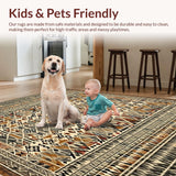 Ultra Soft Area Rug, Non Slip, Stain Resistant, Washable Area Rugs for Living Room, Bedroom, Vintage Safari Area Natural Earth Tones Ethno Modern(Beige)