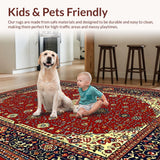 Ultra Soft Area Rug, Non Slip, Stain Resistant, Washable Area Rugs for Living Room, Bedroom, Rustic Red and Gold Patterns(Red)