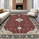 Ultra Soft Area Rug, Non Slip, Stain Resistant, Washable Area Rugs for Living Room, Bedroom, Lush Cozy Cream Tiled Design(Red)
