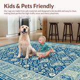 Ultra Soft Area Rug, Non Slip, Stain Resistant, Washable Area Rugs for Living Room, Bedroom, Sophisticated Minimalist Diamond Layout(Blue)