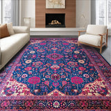 Ultra Soft Area Rug, Non Slip, Stain Resistant, Washable Area Rugs for Living Room, Bedroom, Eclectic Floral Blue Tones(Blue)
