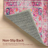 Ultra Soft Area Rug, Non Slip, Stain Resistant, Washable Area Rugs for Living Room, Bedroom, Rustic Multi-Colored Tiled Pattern(Pink)