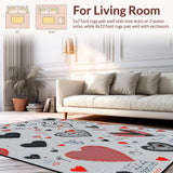 Ultra Soft Area Rug, Non Slip, Stain Resistant, Washable Area Rugs for Living Room, Bedroom, Sleek Minimalist Love Symbol Design(Red)